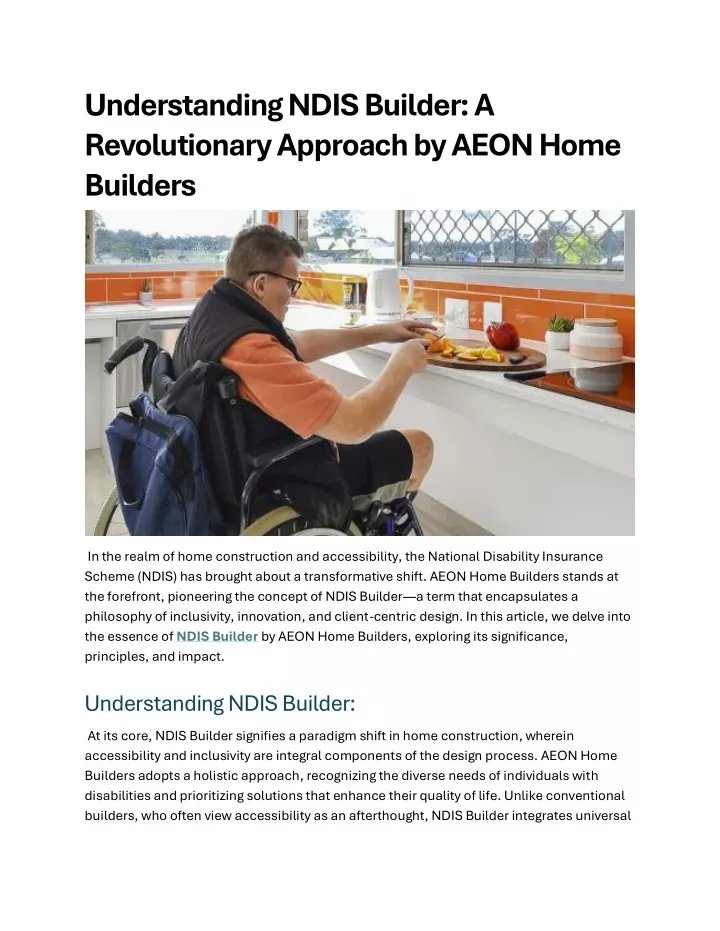 understanding ndis builder a revolutionary