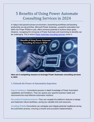 5 Benefits of Using Power Automate Consulting Services in 2024
