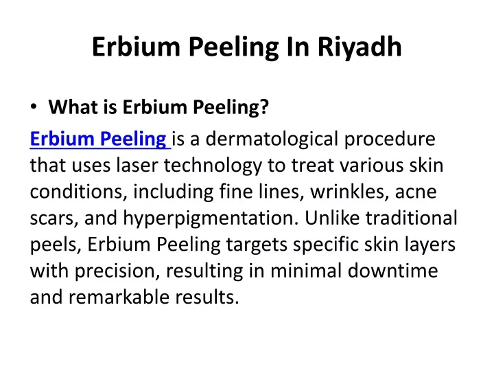 erbium peeling in riyadh