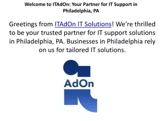 Welcome to ITAdOn Your Partner for IT Support in Philadelphia PA