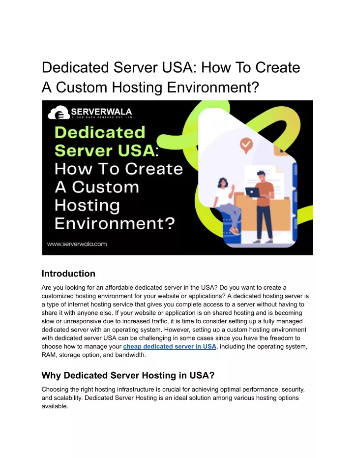 dedicated server usa how to create a custom