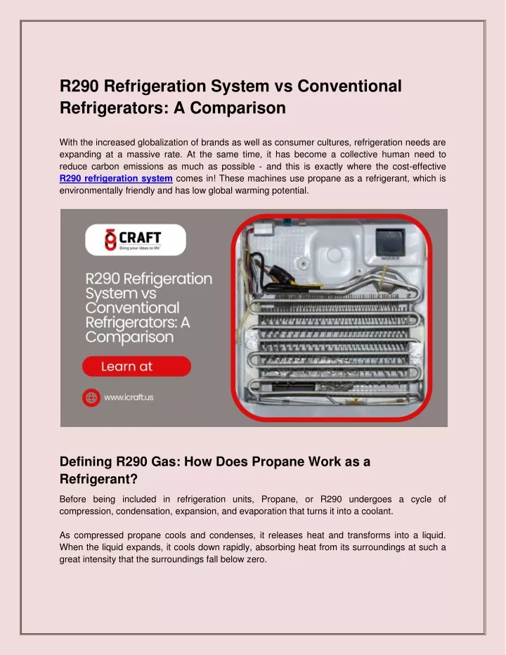 r290 refrigeration system vs conventional