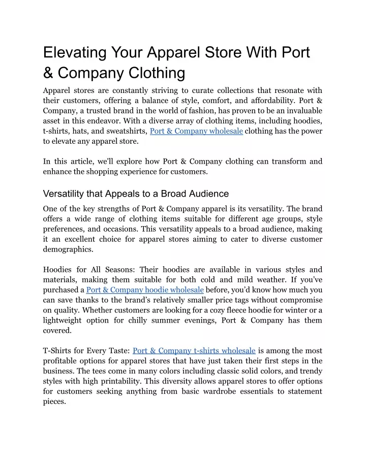 elevating your apparel store with port company