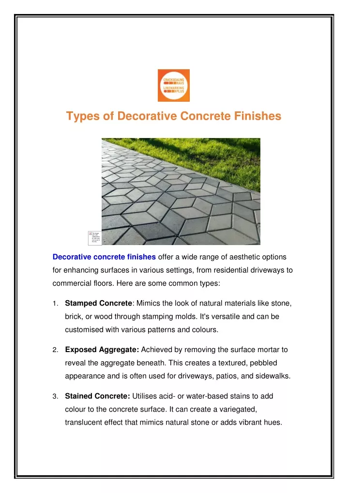 types of decorative concrete finishes