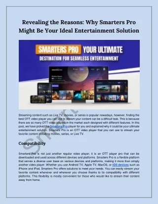 Revealing the Reasons_ Why Smarters Pro Might Be Your Ideal Entertainment Solution