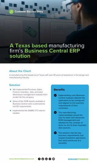 Business Central ERP Solution for a Texas-Based Manufacturing Firm - Case Study