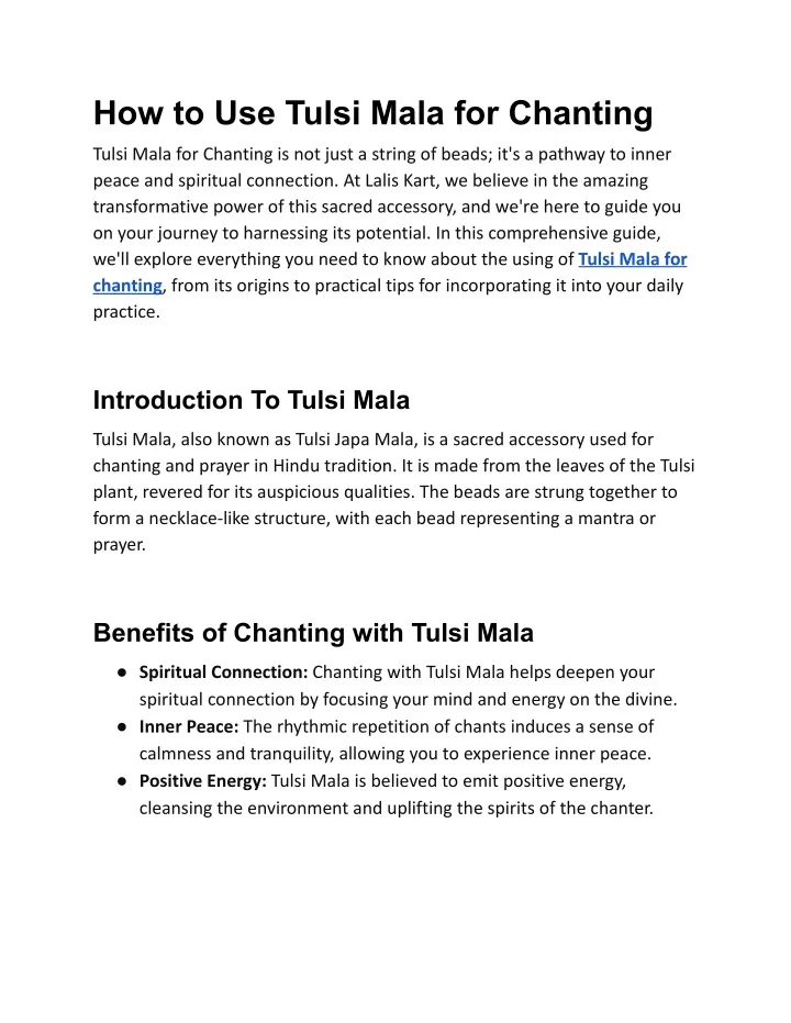 how to use tulsi mala for chanting