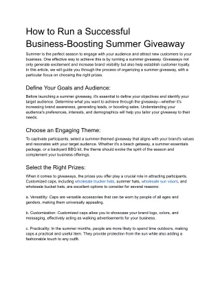 How to Run a Successful Business-Boosting Summer Giveaway