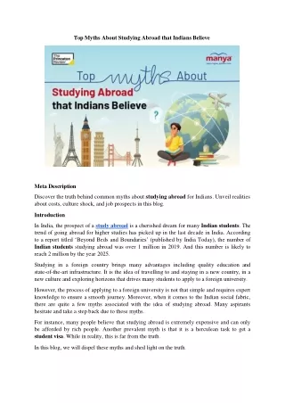Top Myths About Studying Abroad that Indians Believe