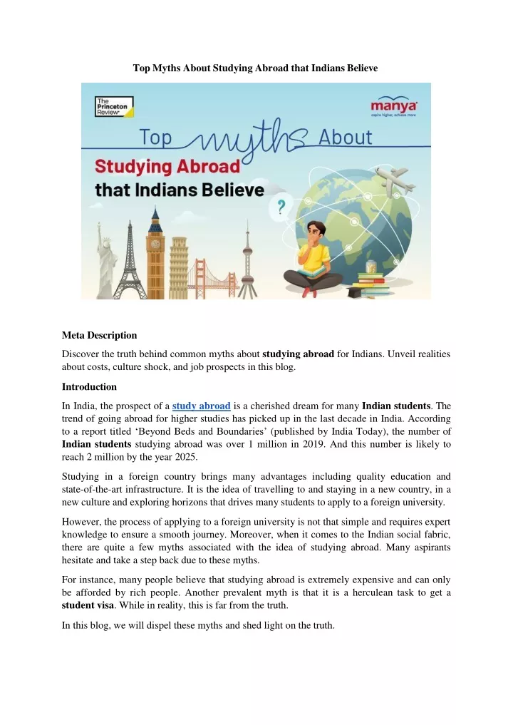 top myths about studying abroad that indians