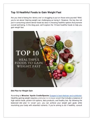 Top 10 Healthful Foods to Gain Weight Fast