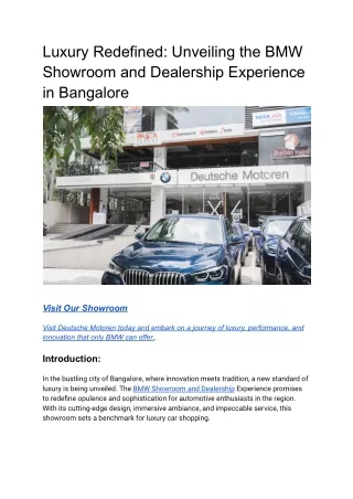 Luxury Redefined_ Unveiling the BMW Showroom and Dealership Experience in Bangalore