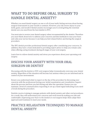 WHAT TO DO BEFORE ORAL SURGERY TO HANDLE DENTAL ANXIETY?