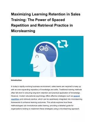 maximizing learning retention in sales training