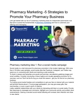 Pharmacy Marketing -5 Strategies to Promote Your Pharmacy Business