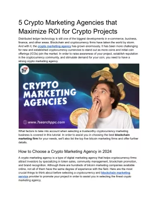 5 Crypto Marketing Agencies that Maximize ROI for Crypto Projects