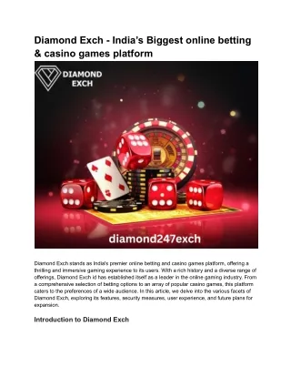 Diamond Exch - India’s Biggest online betting & casino games platform
