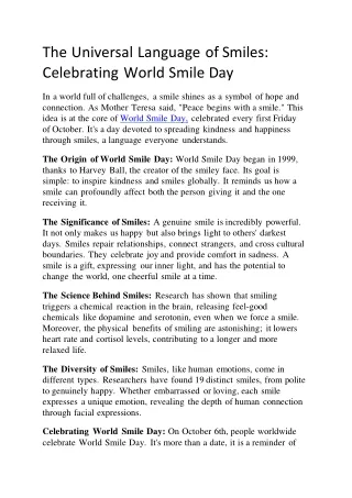 the universal language of smiles celebrating world smile day