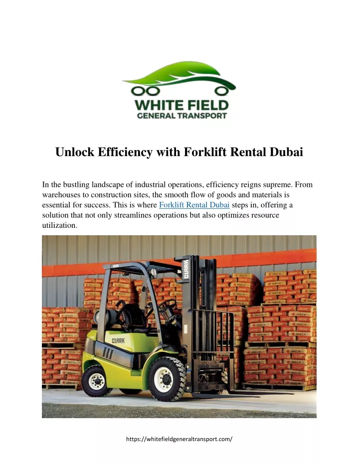 unlock efficiency with forklift rental dubai