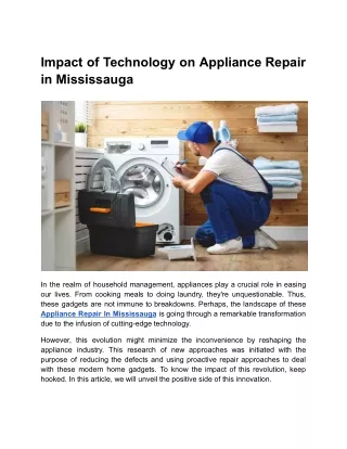 Impact of Technology on Appliance Repair in Mississauga