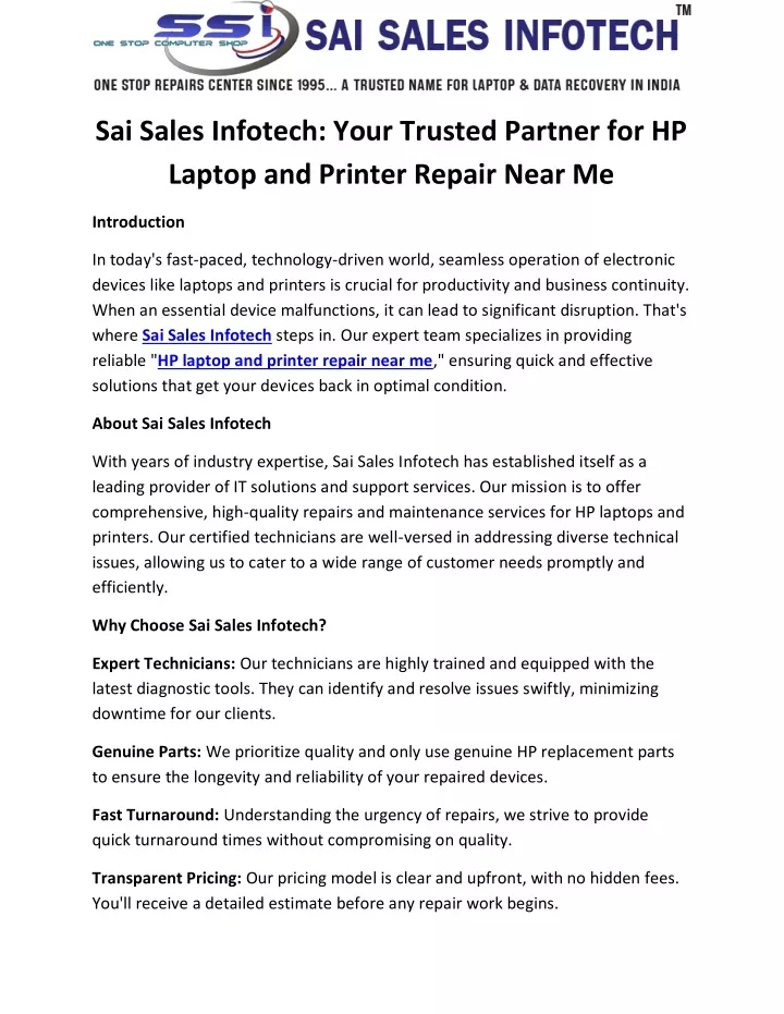 sai sales infotech your trusted partner