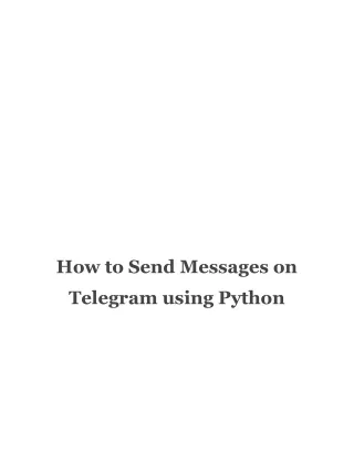How to Send Messages on Telegram using Python