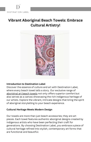 Vibrant Aboriginal Beach Towels Embrace Cultural Artistry!
