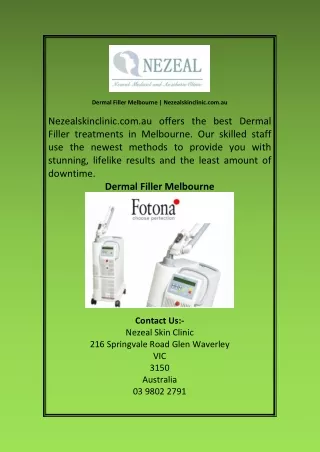 Dermal Filler Melbourne Nezealskinclinic com au