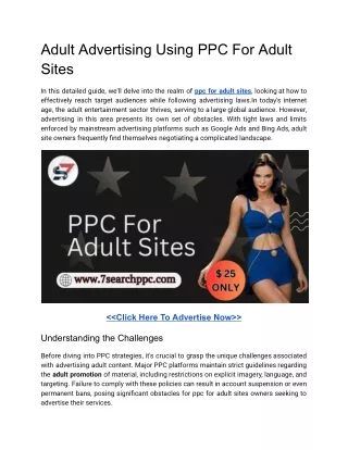 Adult Advertising Using PPC For Adult Sites