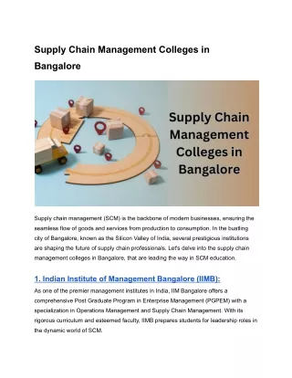 Supply Chain Management Colleges in Bangalore