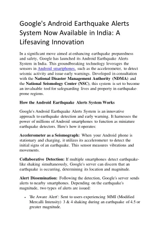 google s android earthquake alerts system now available in india a lifesaving innovation