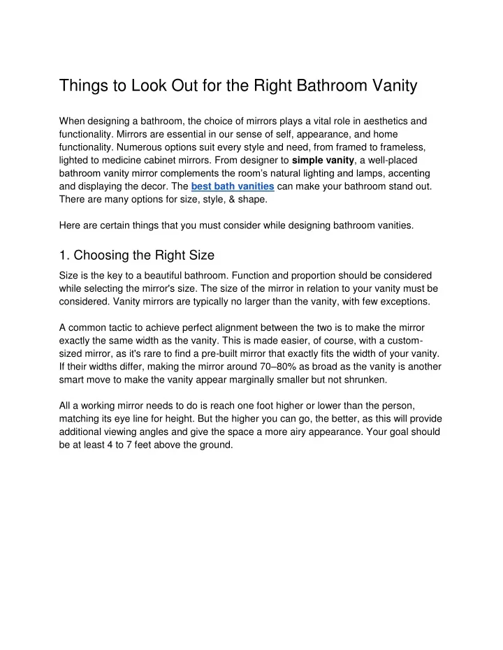 things to look out for the right bathroom vanity