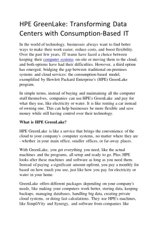 hpe greenlake transforming data centers with consumption based it