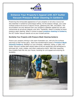 Enhance Your Property's Appeal with ACT Gutter Vacuum Pressure Wash Cleaning in Canberra