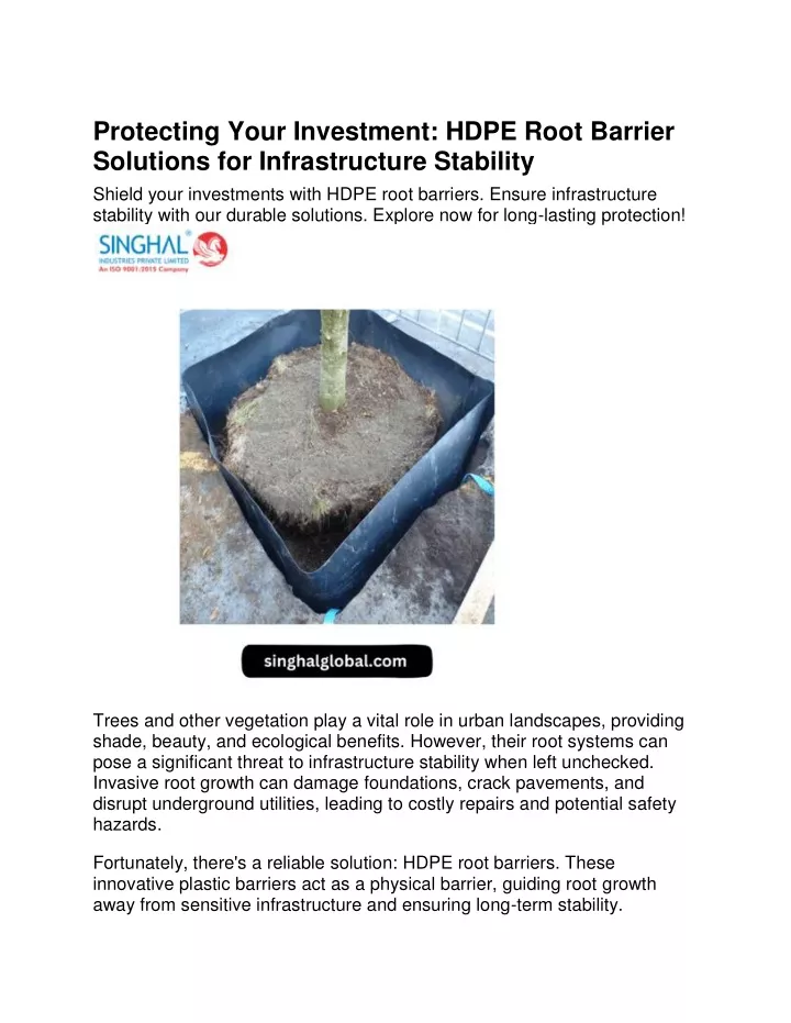 protecting your investment hdpe root barrier