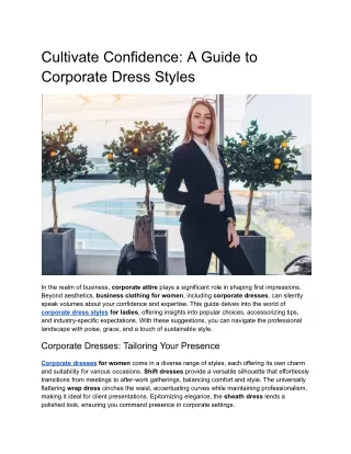 cultivate confidence a guide to corporate dress