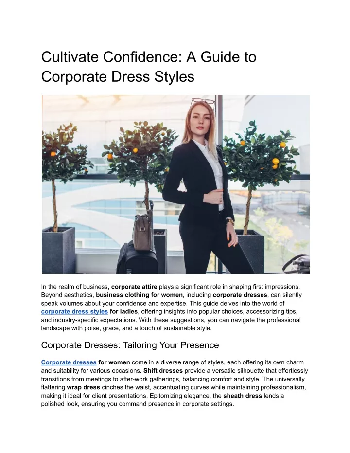 cultivate confidence a guide to corporate dress