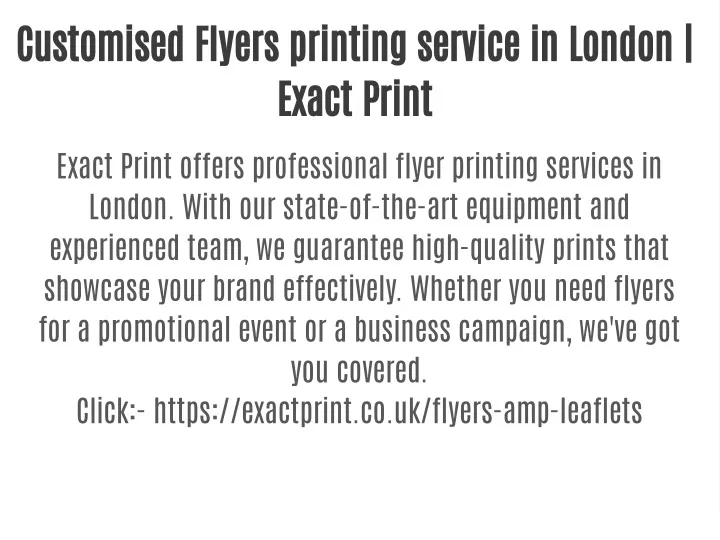 customised flyers printing service in london