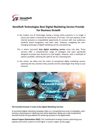 XenelSoft Technologies Best Digital Marketing Service Provide For Business Growth