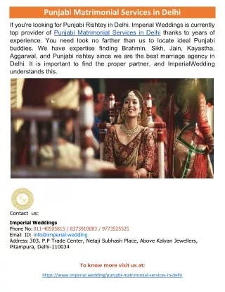 Punjabi Matrimonial Services in Delhi