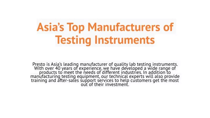 asia s top manufacturers of testing instruments