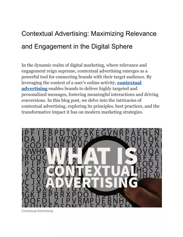 contextual advertising maximizing relevance