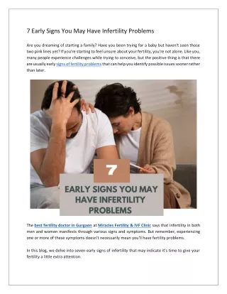7 Early Signs You May Have Infertility Problems -Miracles Fertility & IVF Clinic