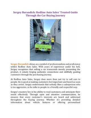 Sergey Barandich: Redline Auto Sales' Trusted Guide Through the Car Buying Journey