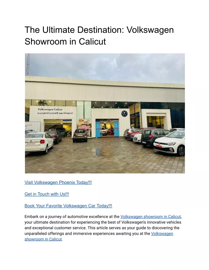 the ultimate destination volkswagen showroom
