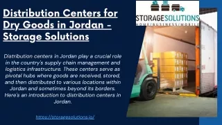 Distribution Centers for Dry Goods in Jordan - Storage Solutions