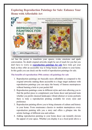 reproduction paintings for sale