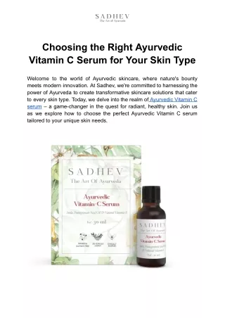 Choosing the Right Ayurvedic Vitamin C Serum for Your Skin Type
