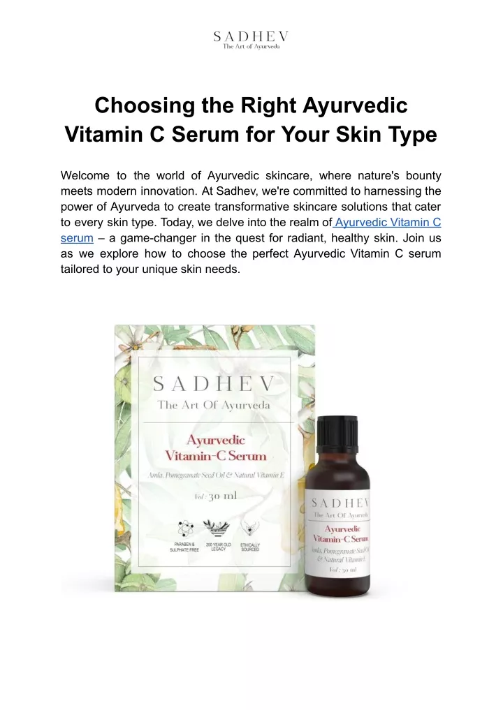 choosing the right ayurvedic vitamin c serum