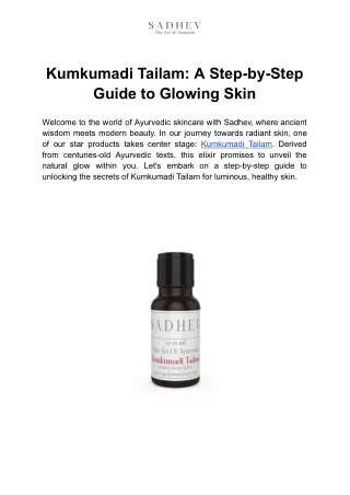 Kumkumadi Tailam_ A Step-by-Step Guide to Glowing Skin